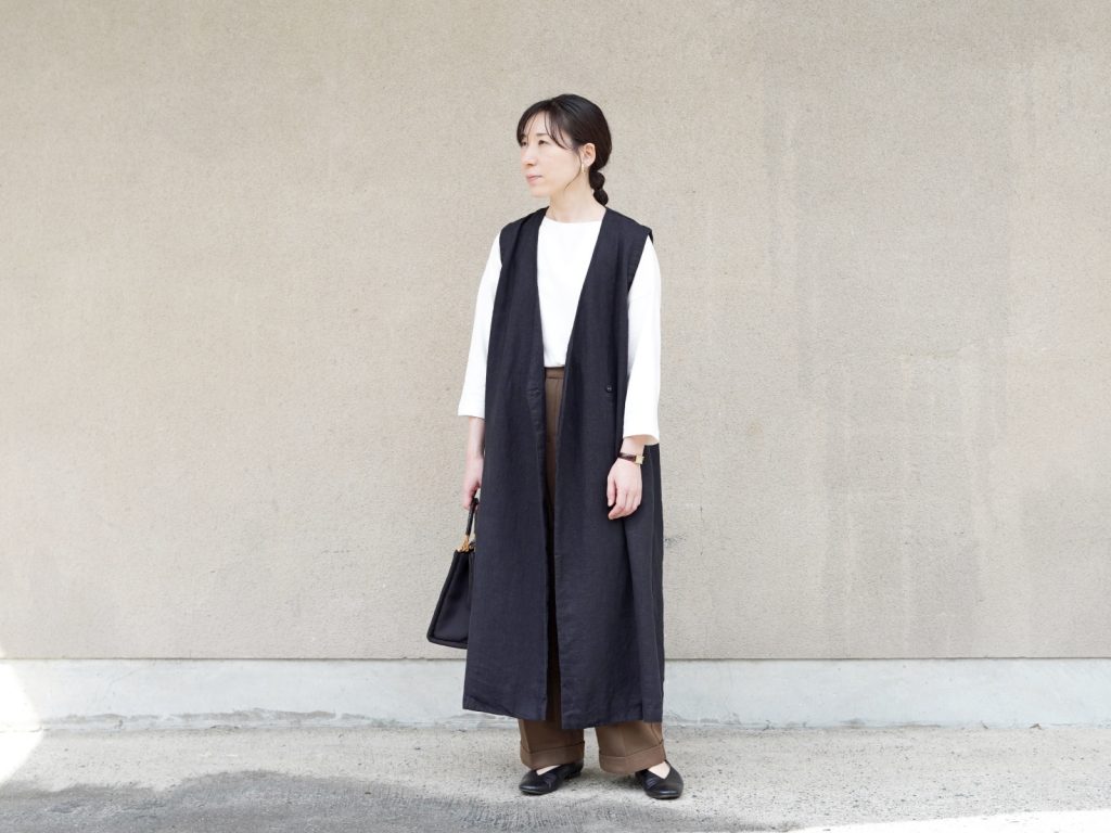 メーカー取寄せ fog ロングジレ フォグ リネンワーク work linen ロングワンピース